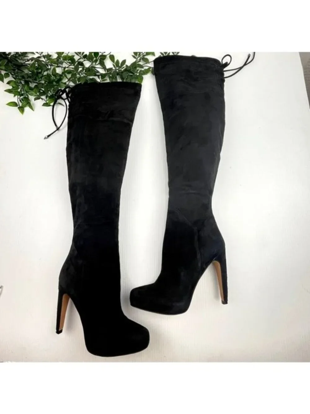 SAM EDELMAN Kayla Over the Knee heeled Suede Black Boot 8